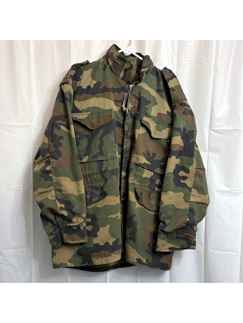 Duck Bay Men's Camouflage Camo Hunting Field Jacket Large L Green Brown Hooded